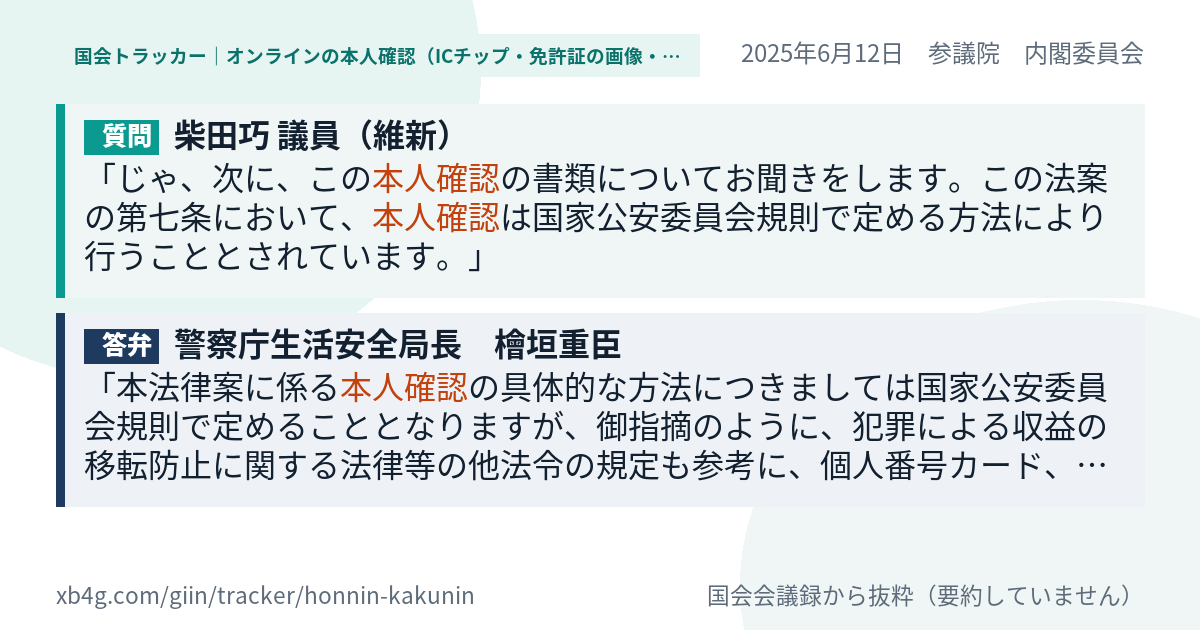 質問と答弁のカード
