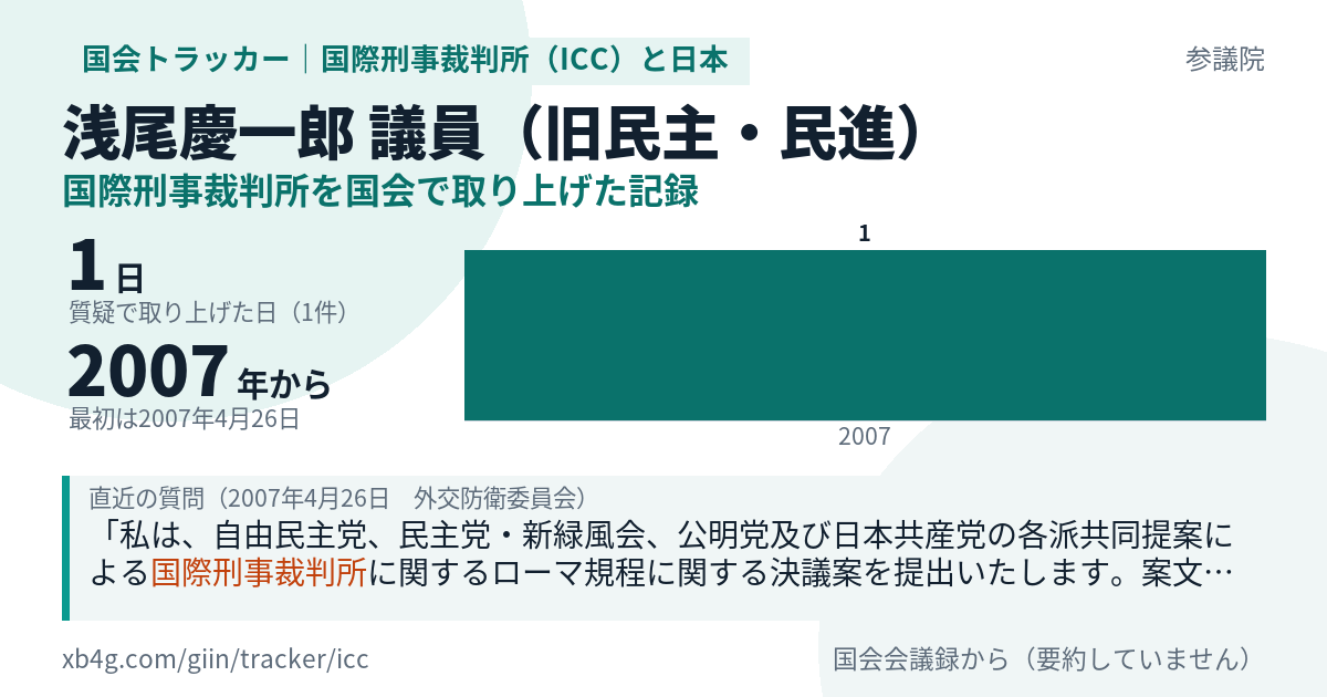 浅尾慶一郎議員の記録のカード