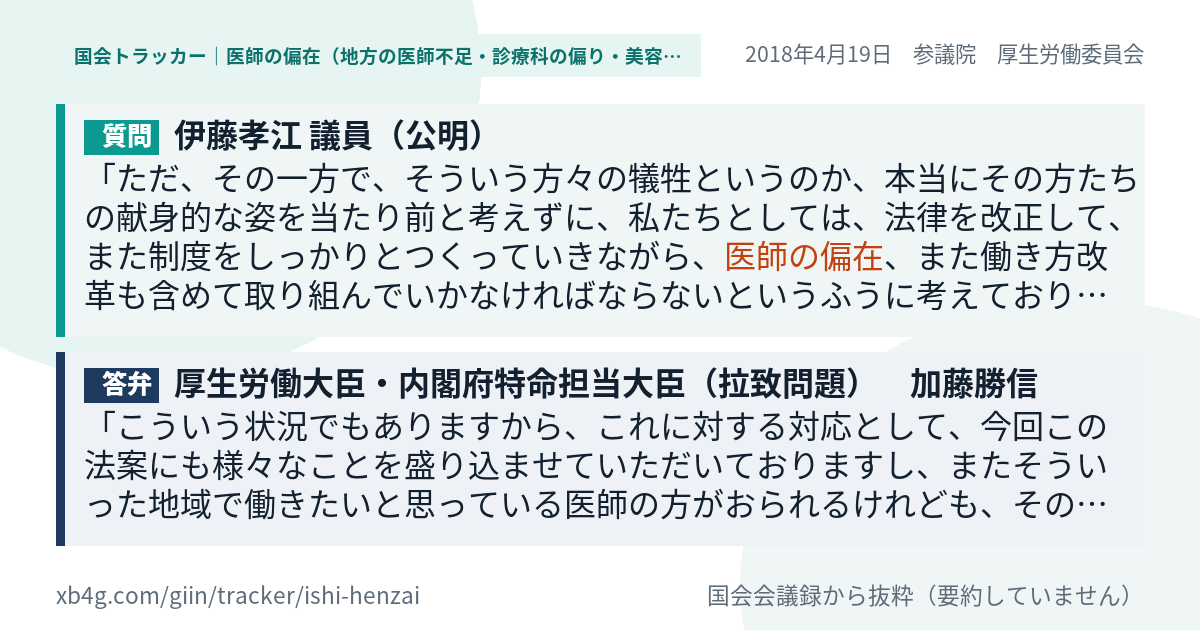 質問と答弁のカード
