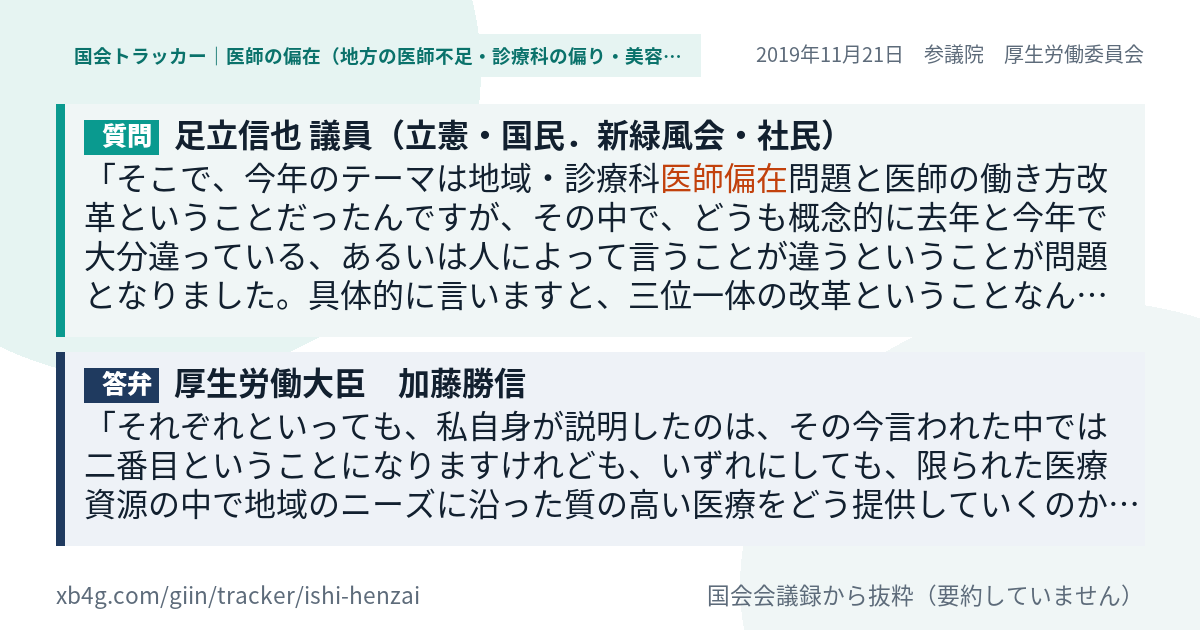 質問と答弁のカード