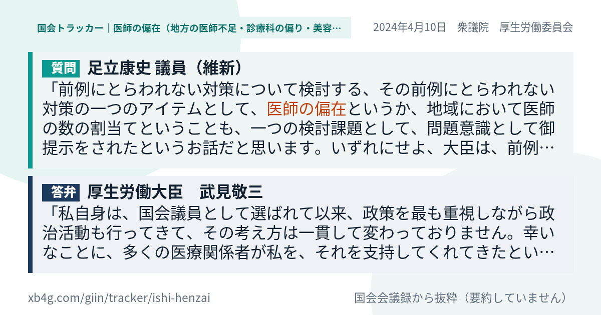 質問と答弁のカード