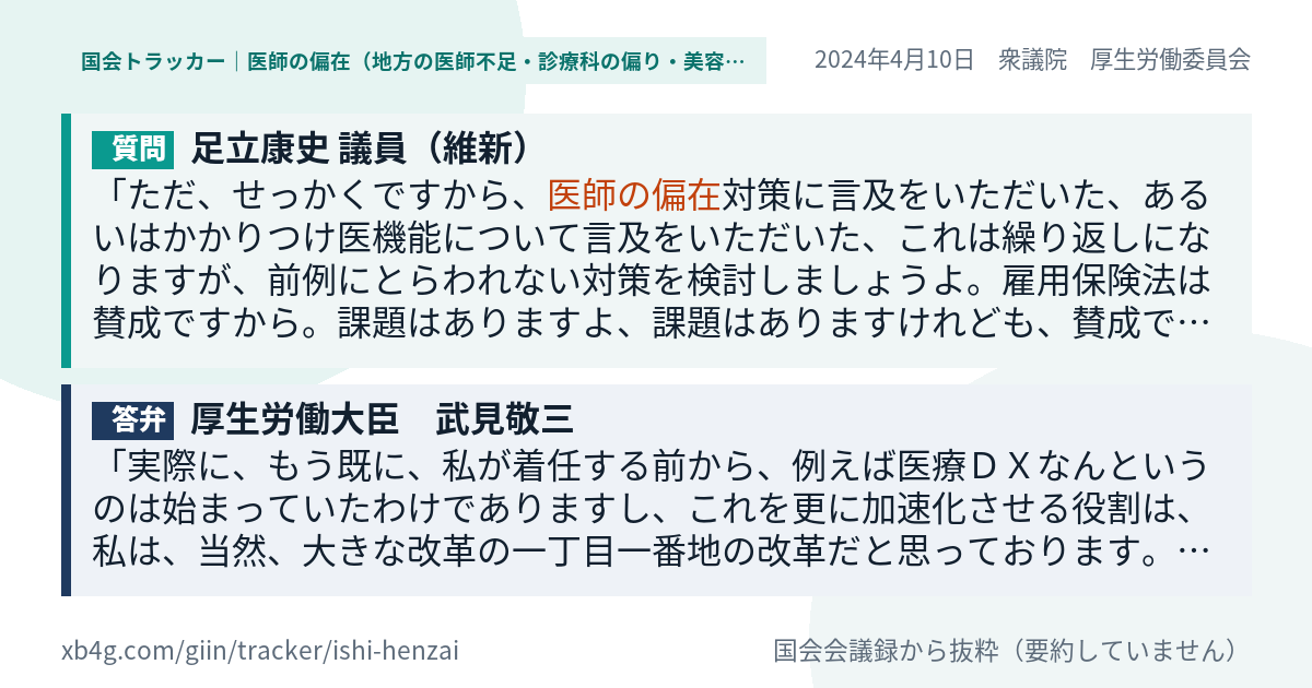 質問と答弁のカード