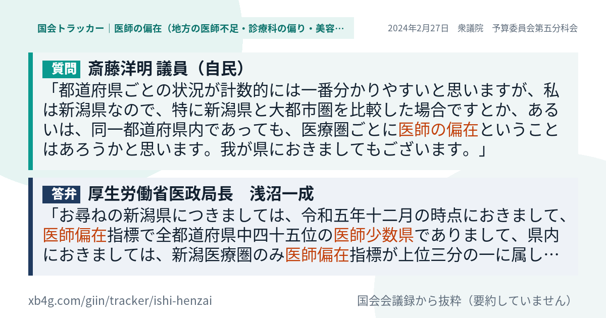 質問と答弁のカード