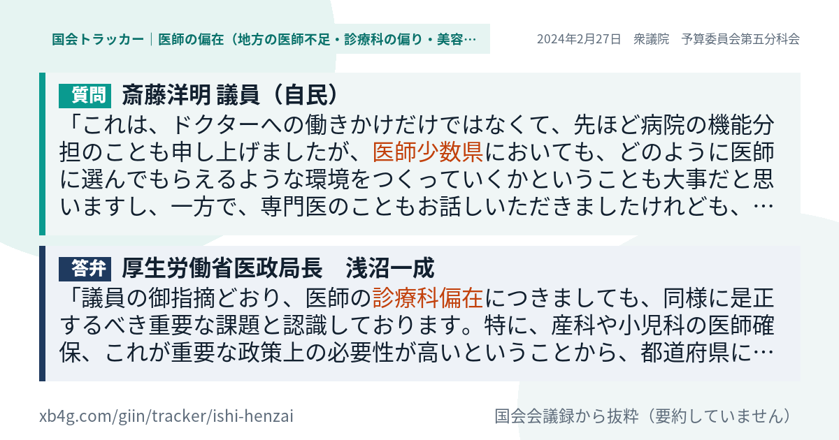 質問と答弁のカード