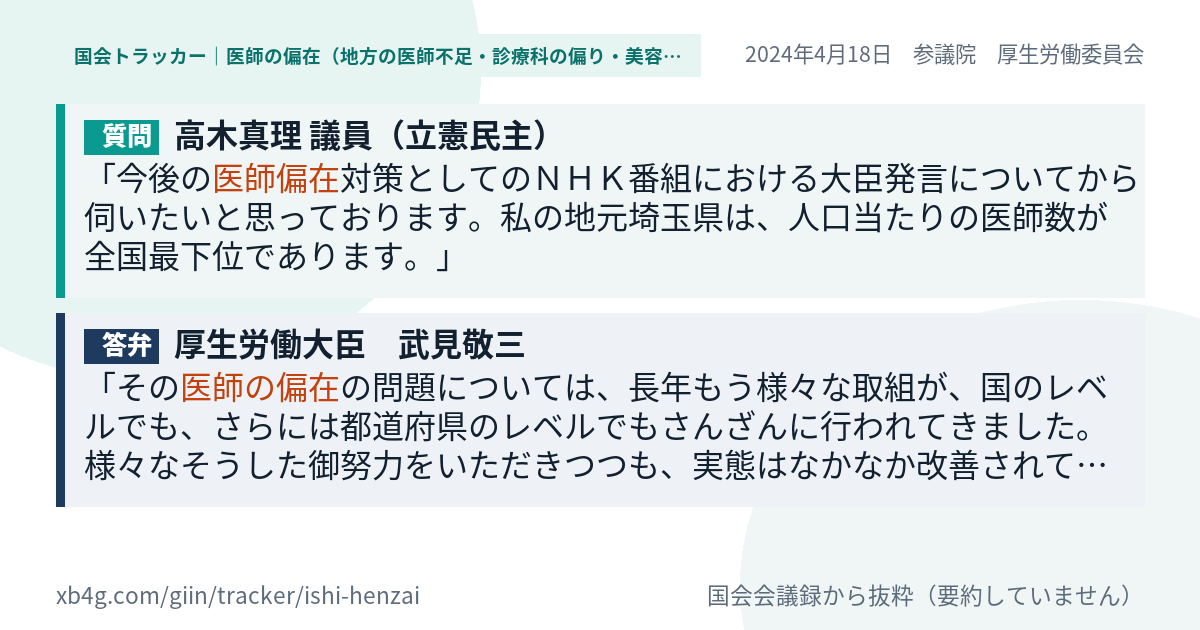 質問と答弁のカード