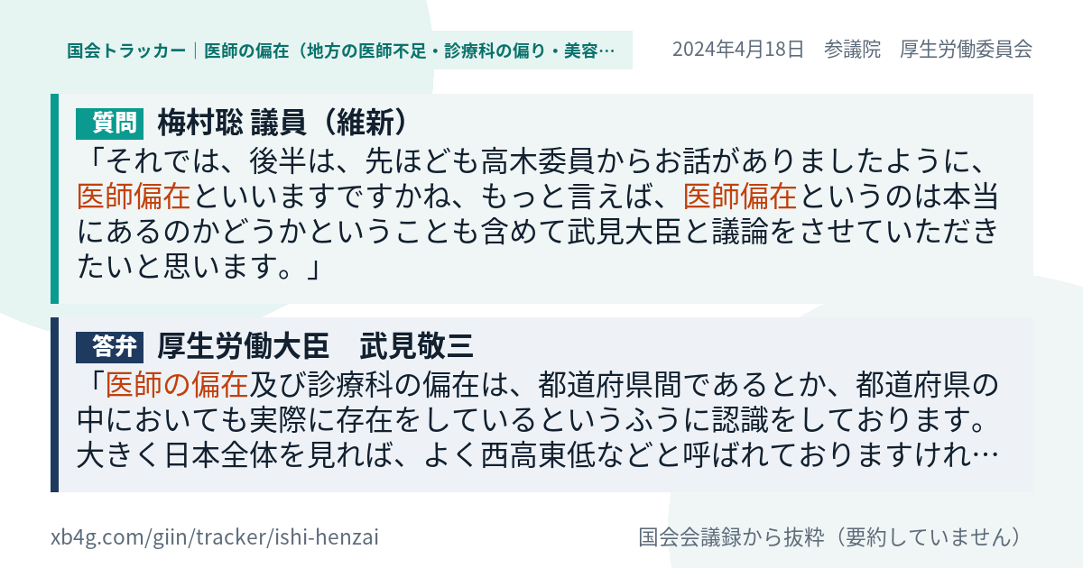 質問と答弁のカード