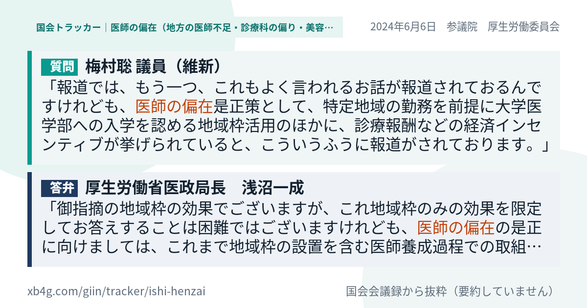 質問と答弁のカード