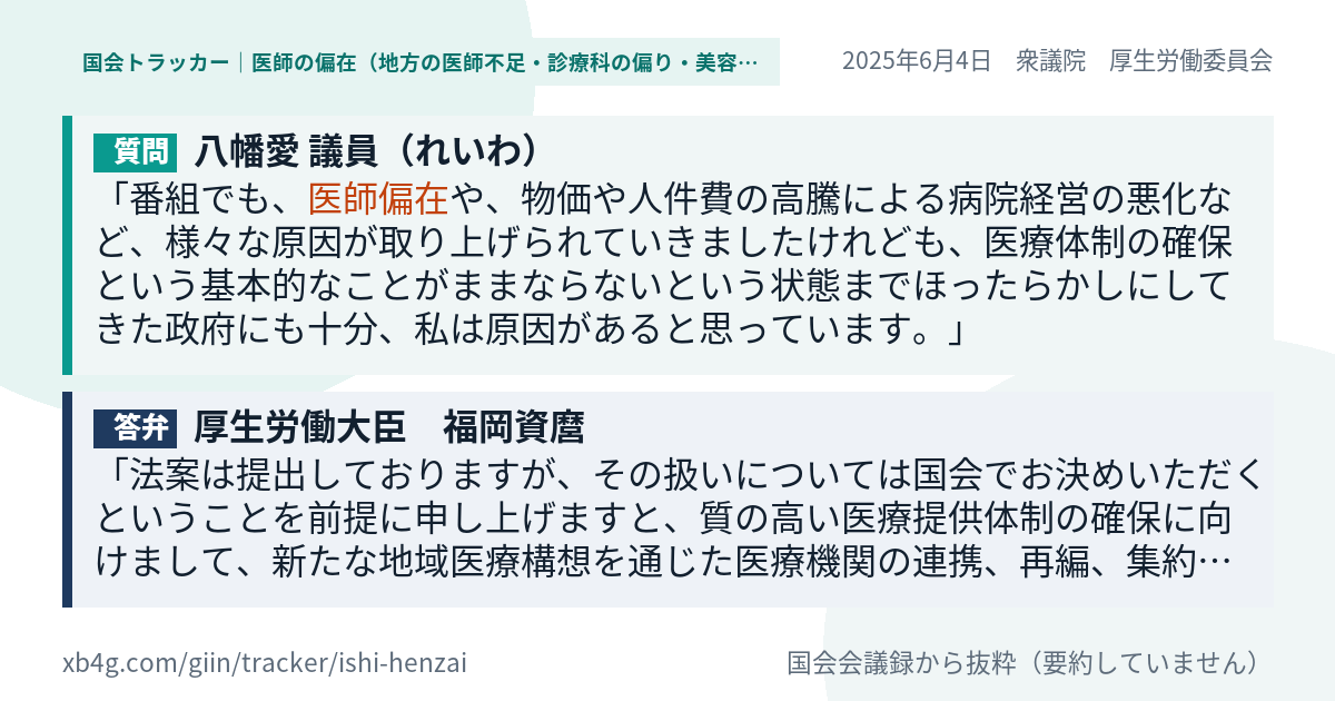 質問と答弁のカード
