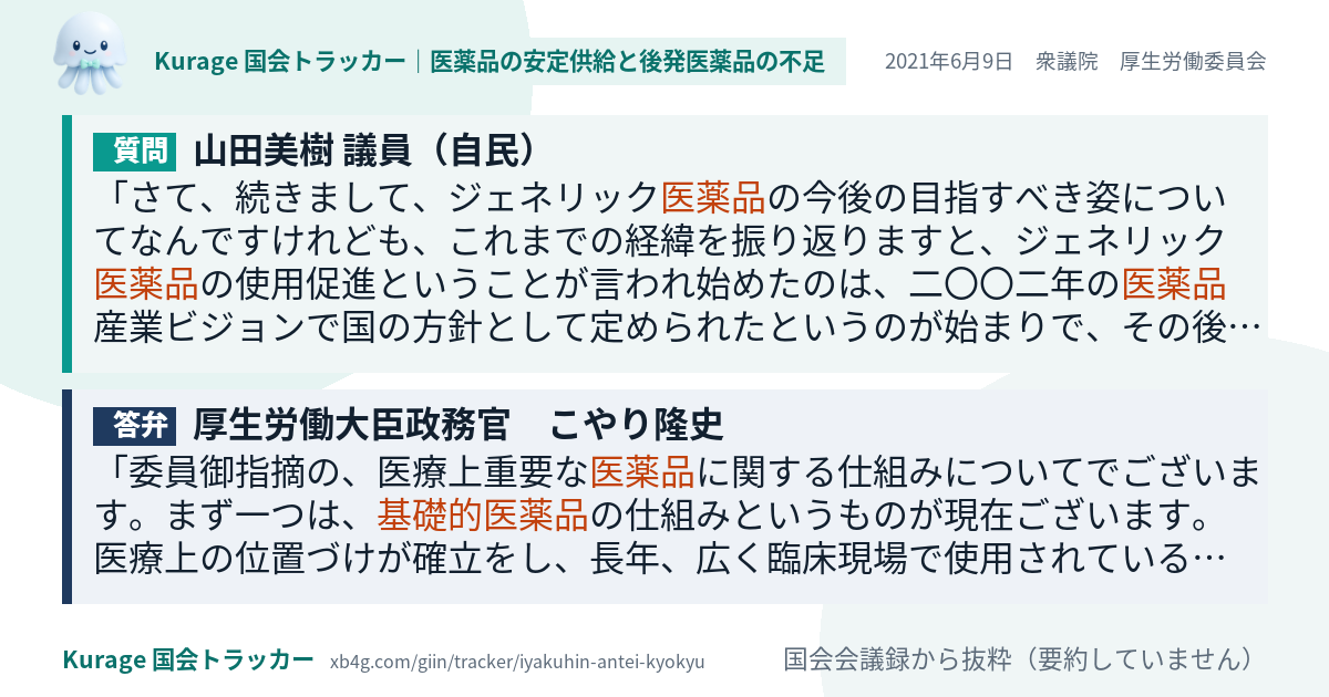 質問と答弁のカード