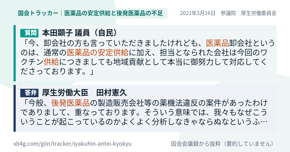 質問と答弁のカード