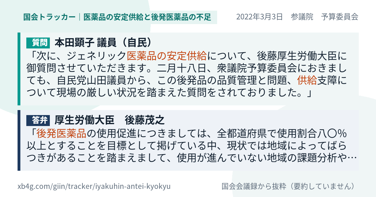 質問と答弁のカード