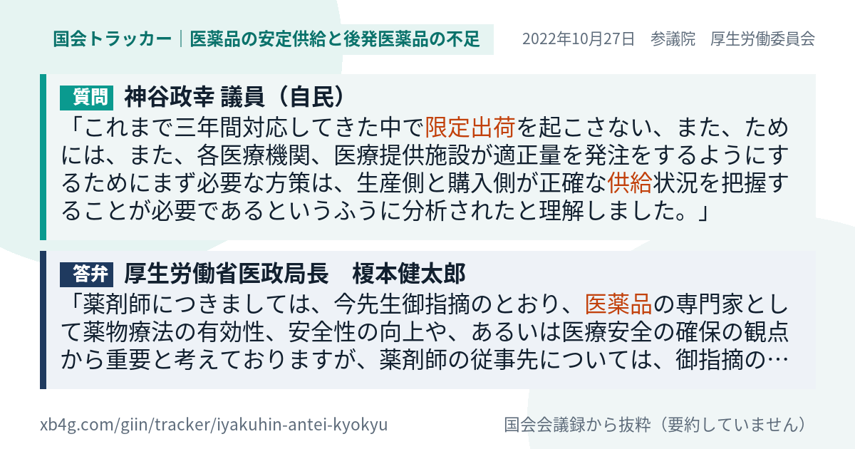 質問と答弁のカード