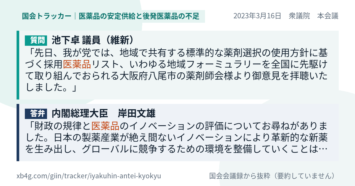 質問と答弁のカード