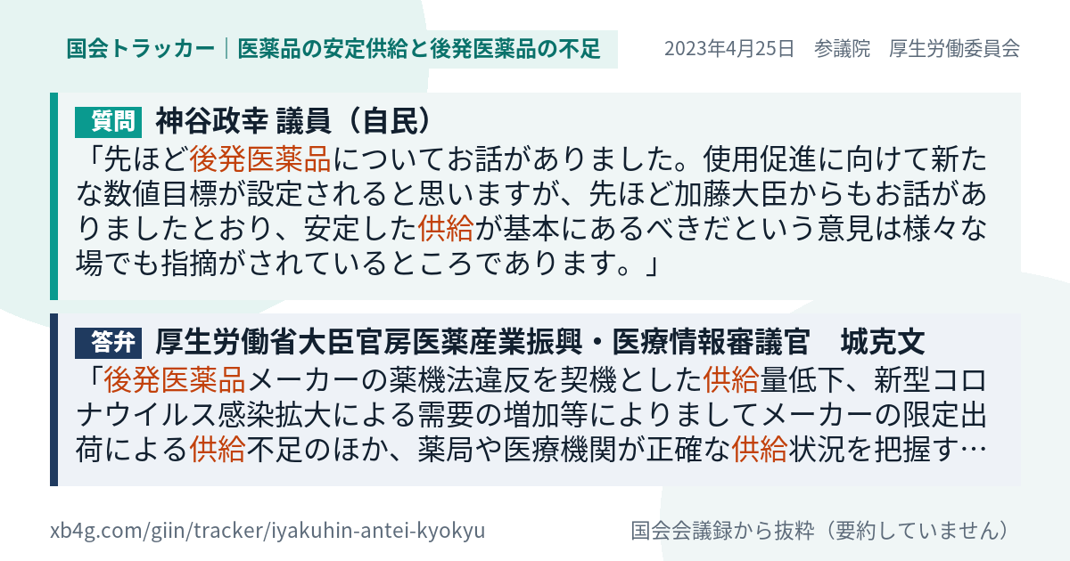 質問と答弁のカード