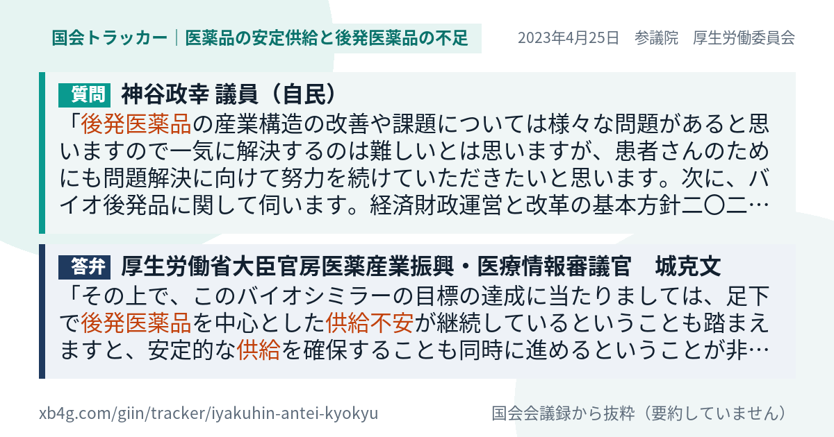 質問と答弁のカード