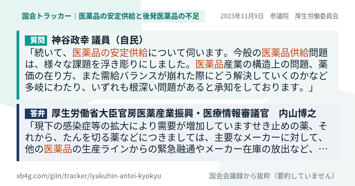 質問と答弁のカード