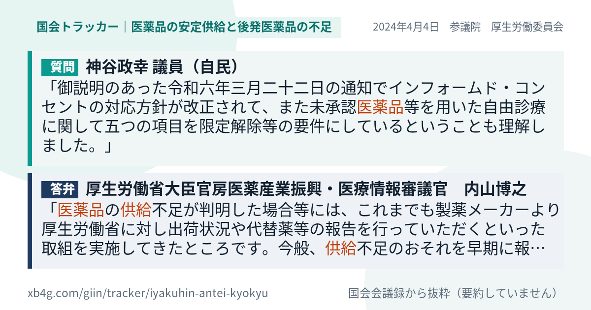 質問と答弁のカード