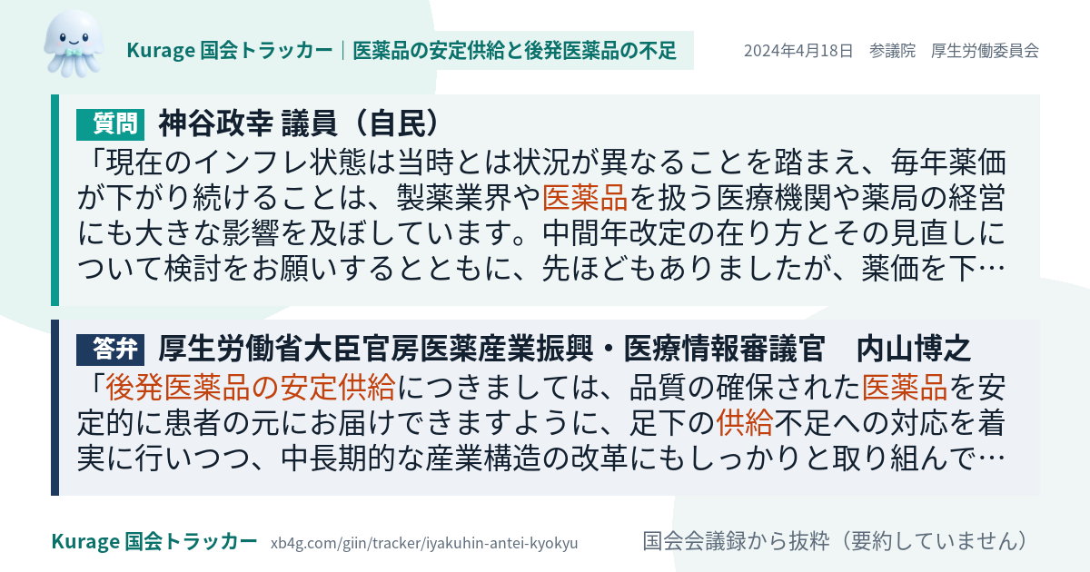 質問と答弁のカード