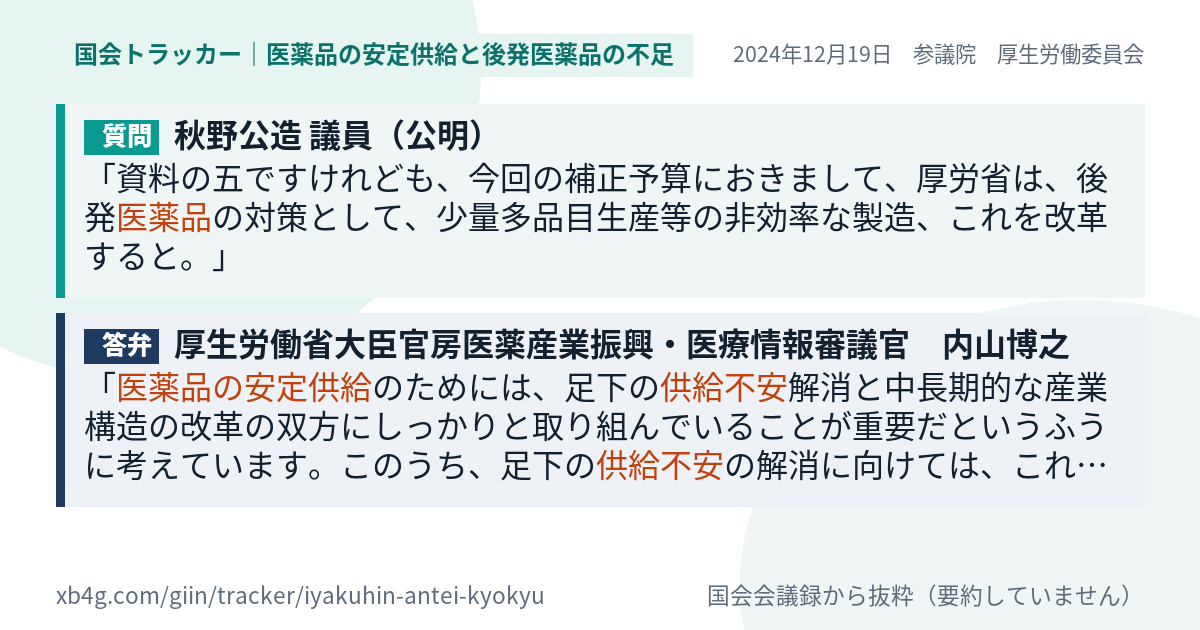 質問と答弁のカード