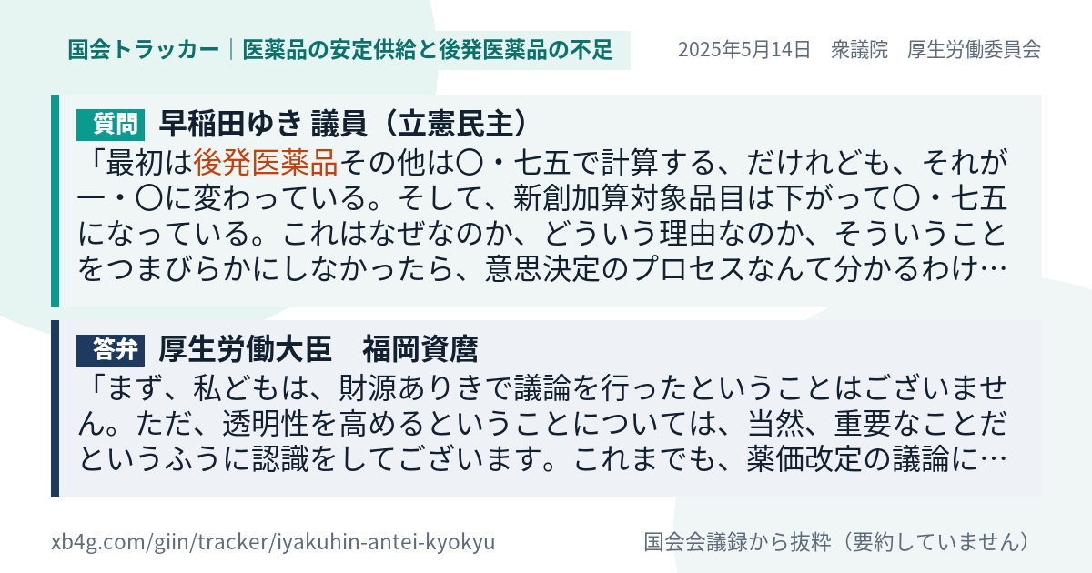 質問と答弁のカード