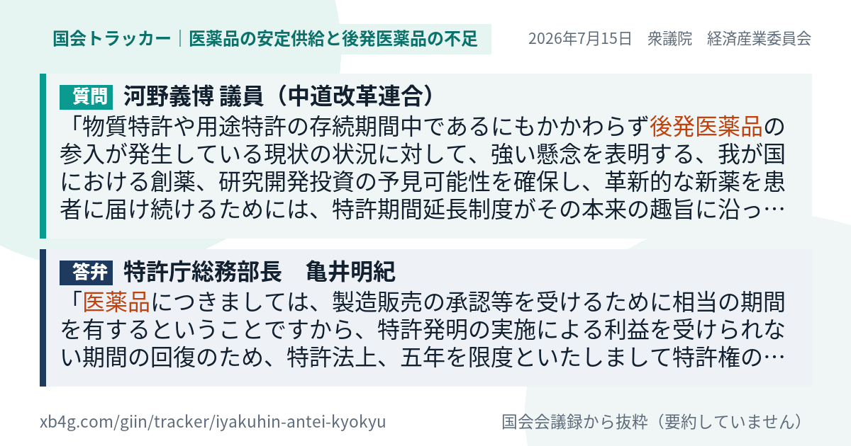 質問と答弁のカード