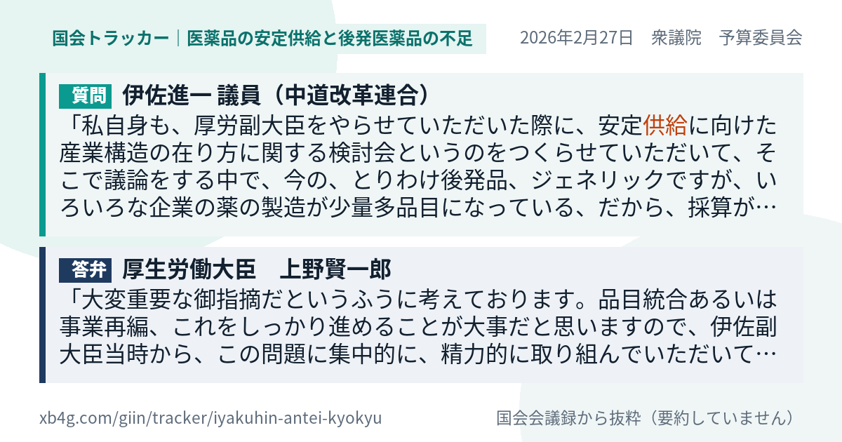 質問と答弁のカード