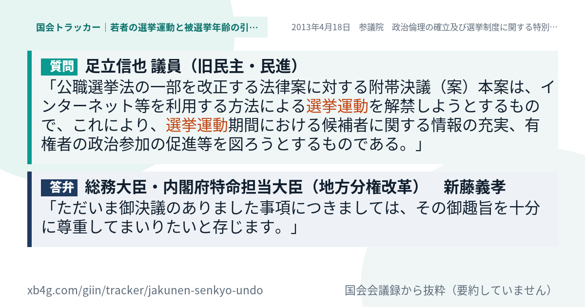 質問と答弁のカード