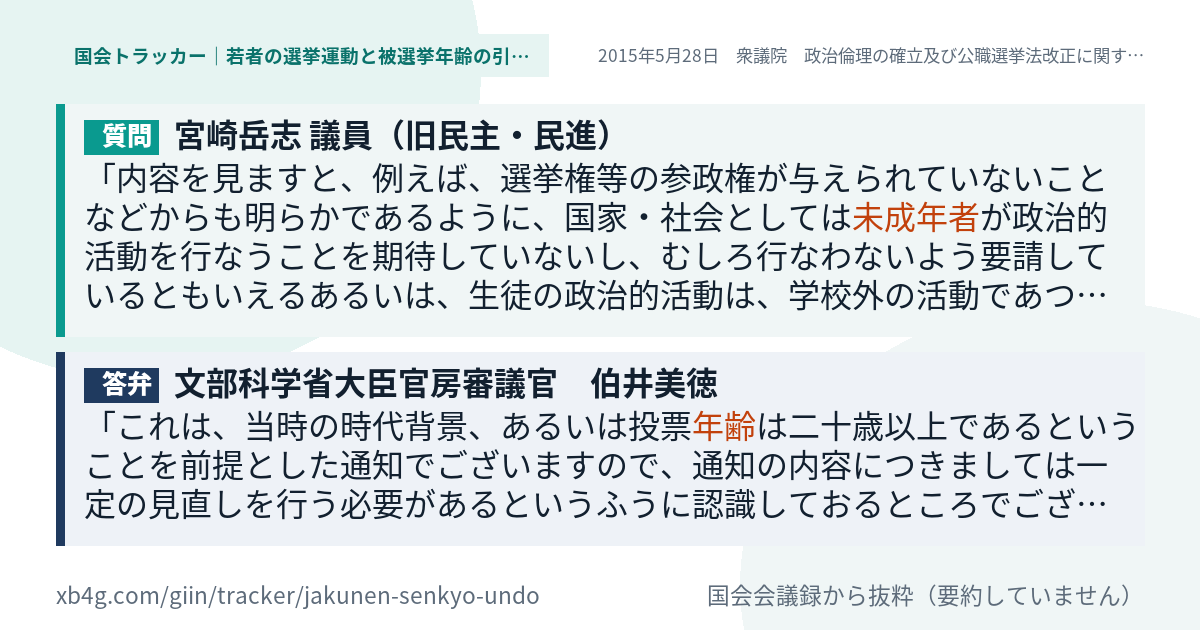 質問と答弁のカード