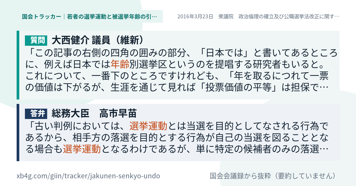 質問と答弁のカード