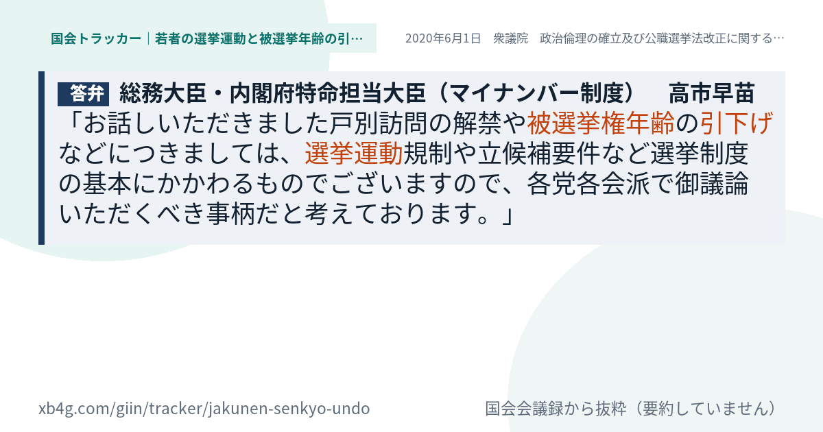 質問と答弁のカード