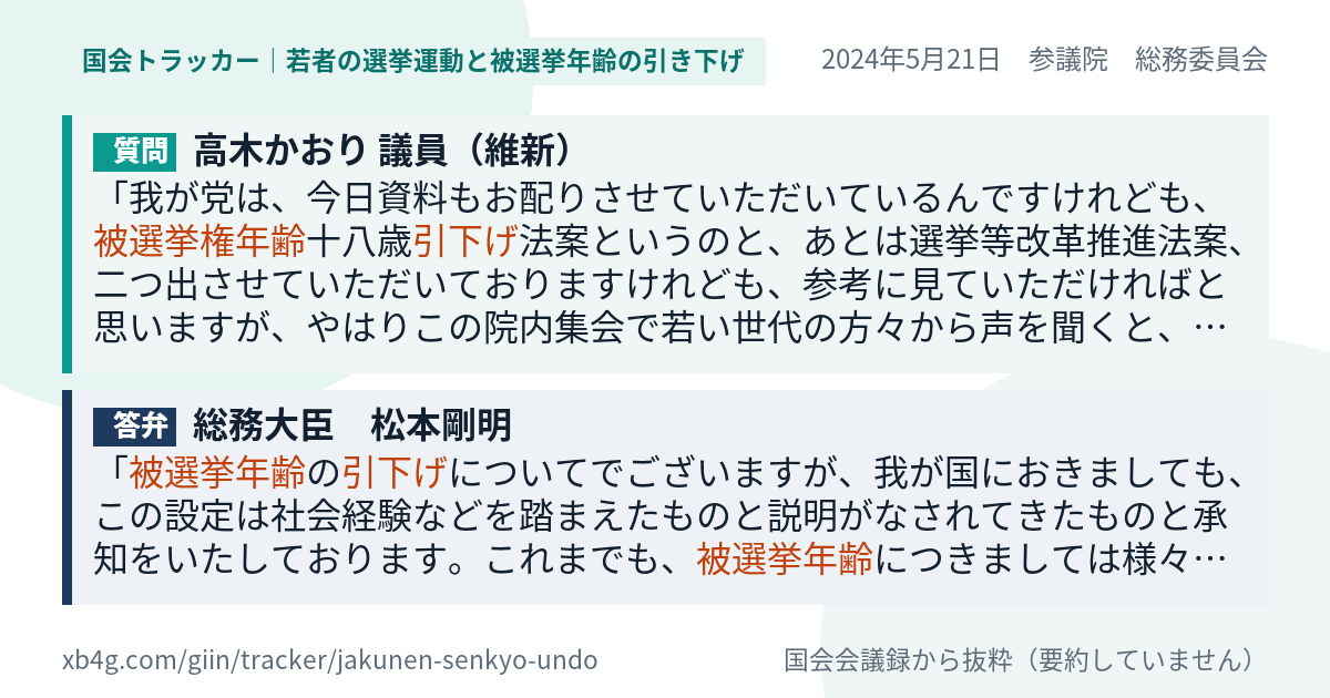 質問と答弁のカード
