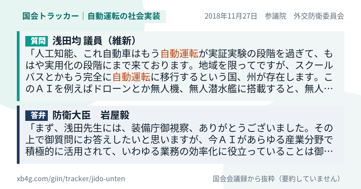 質問と答弁のカード