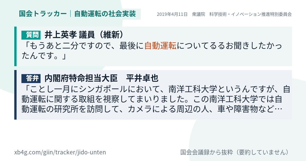 質問と答弁のカード