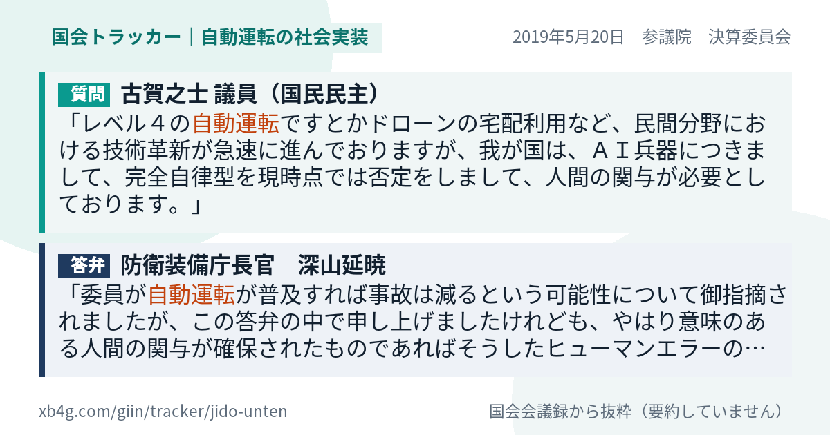 質問と答弁のカード