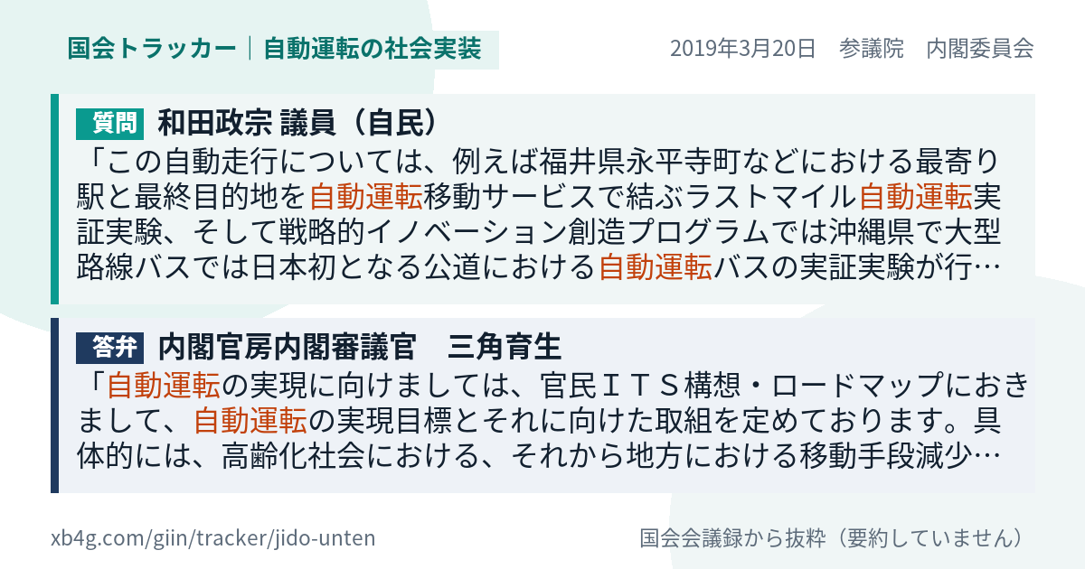 質問と答弁のカード