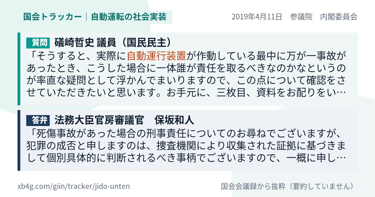 質問と答弁のカード