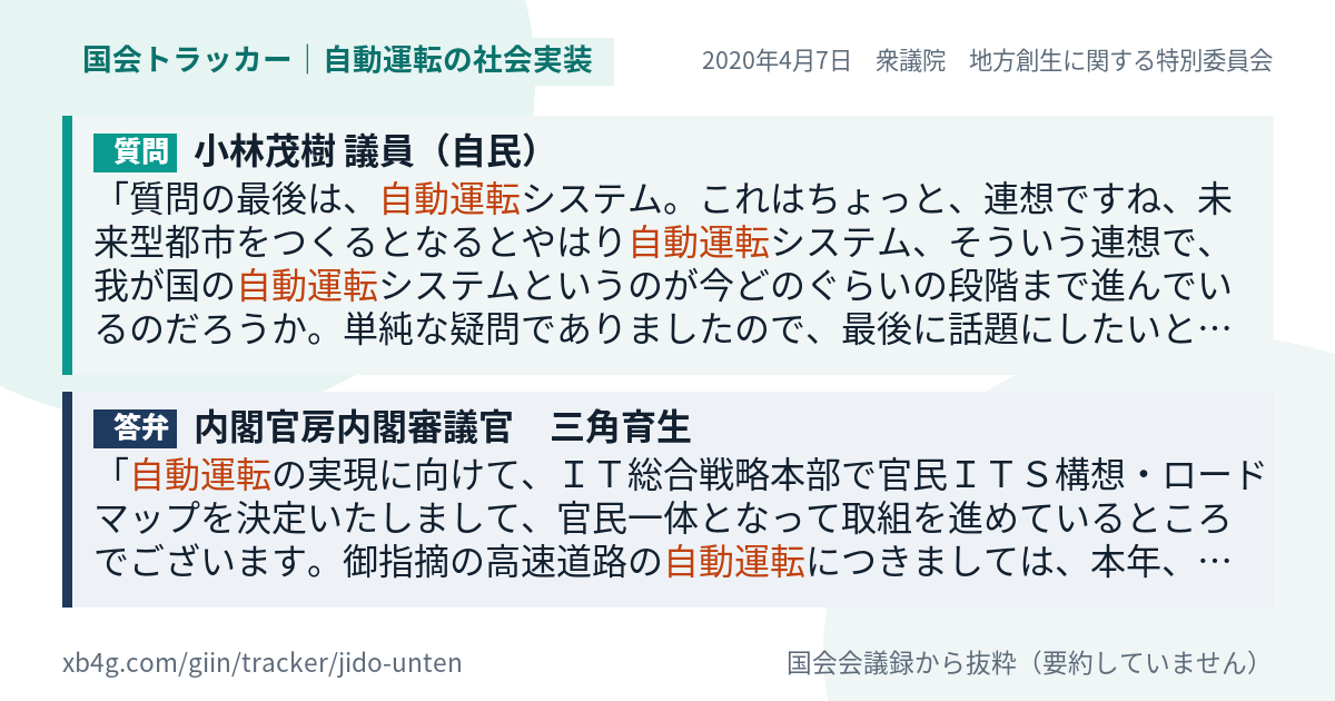 質問と答弁のカード