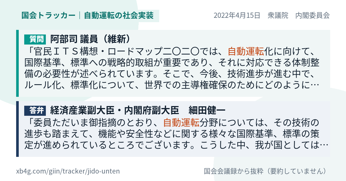 質問と答弁のカード