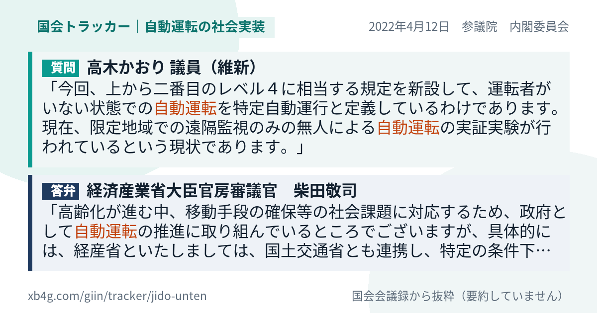 質問と答弁のカード