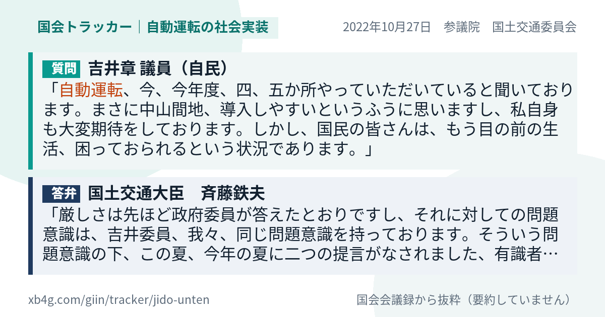 質問と答弁のカード
