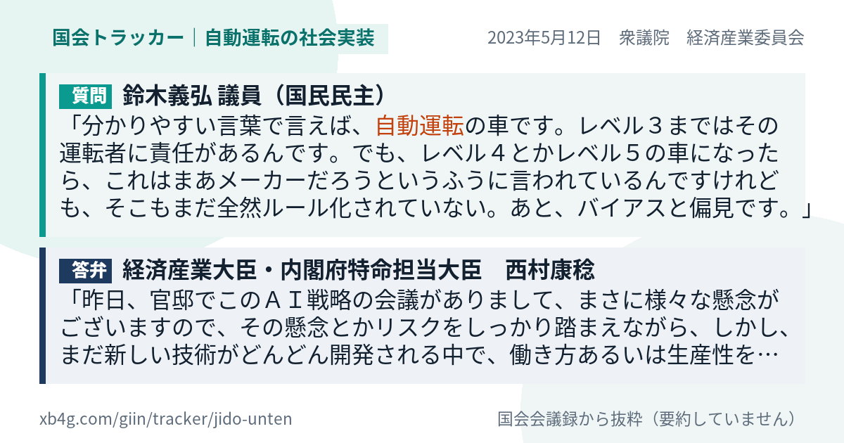 質問と答弁のカード