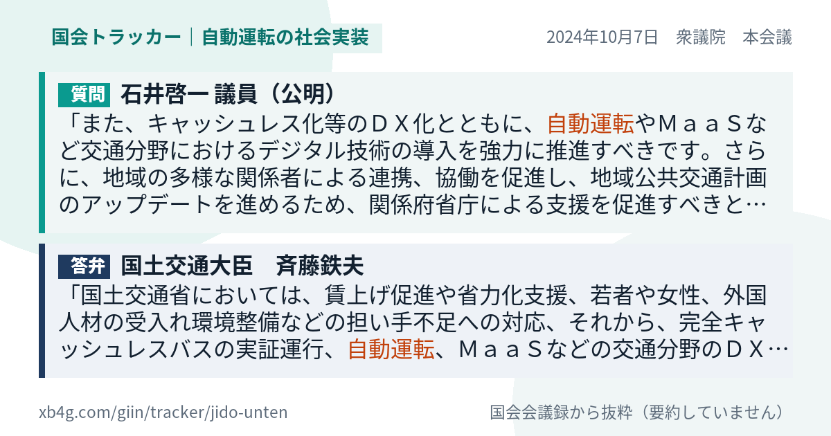 質問と答弁のカード