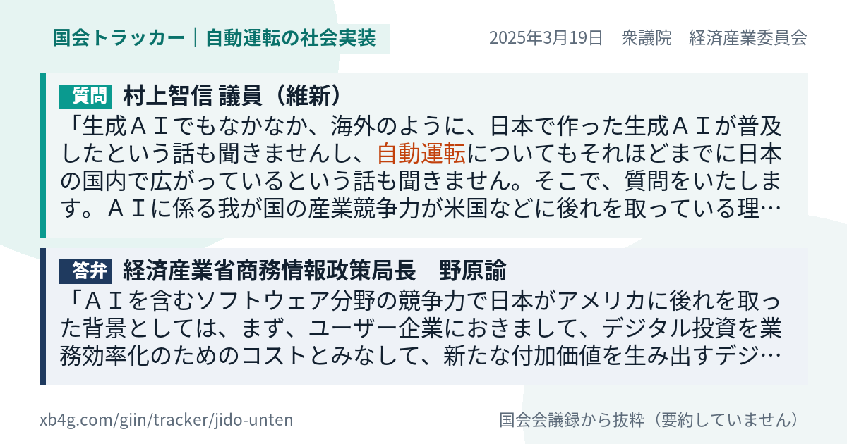 質問と答弁のカード