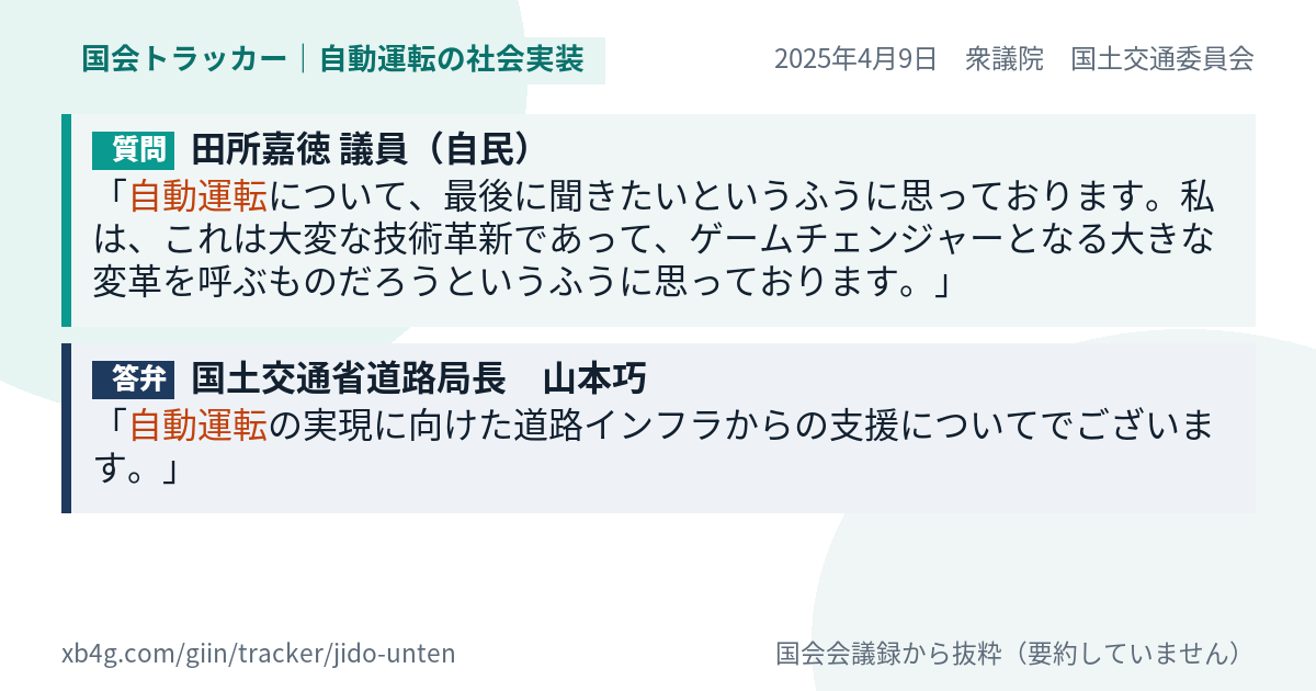 質問と答弁のカード