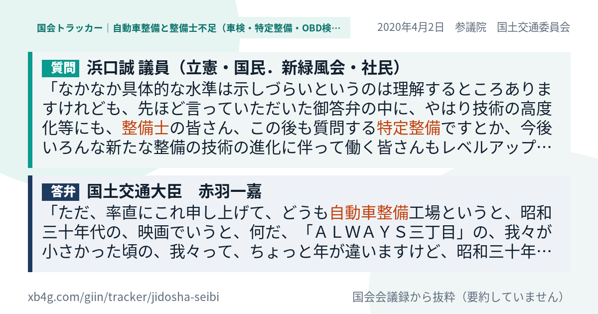 質問と答弁のカード