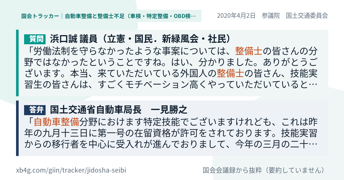 質問と答弁のカード