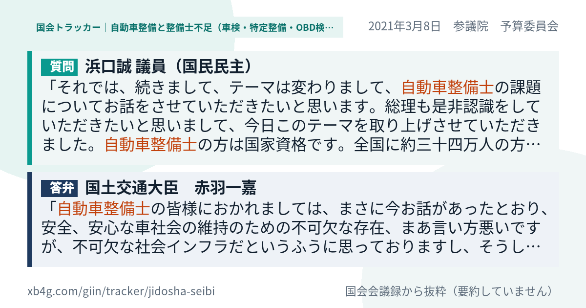 質問と答弁のカード
