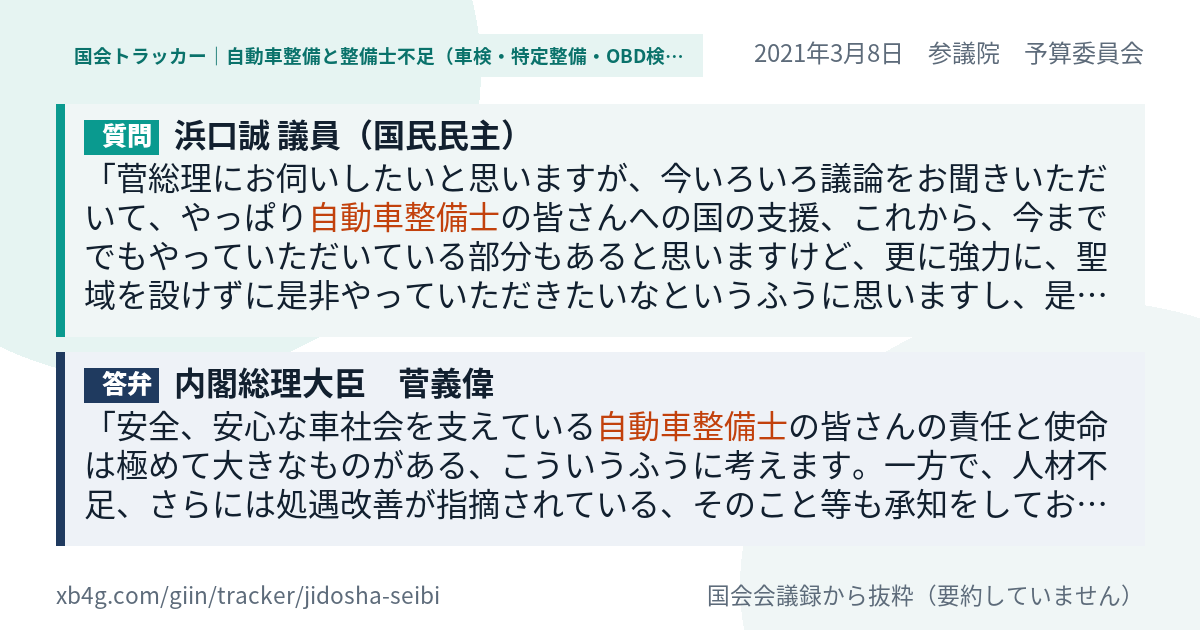 質問と答弁のカード