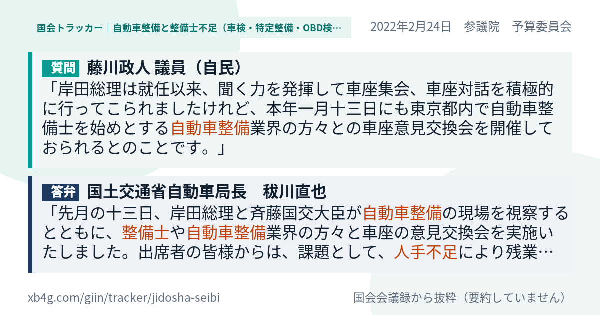 質問と答弁のカード