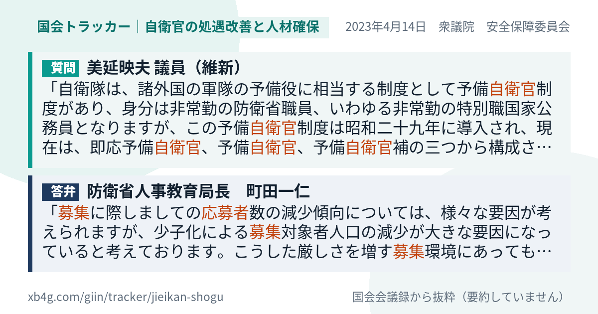 質問と答弁のカード